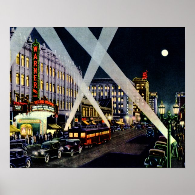 Poster Hollywood California Boulevard Night (Frente)