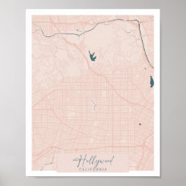 Poster Hollywood California Pink and Blue Cut Script