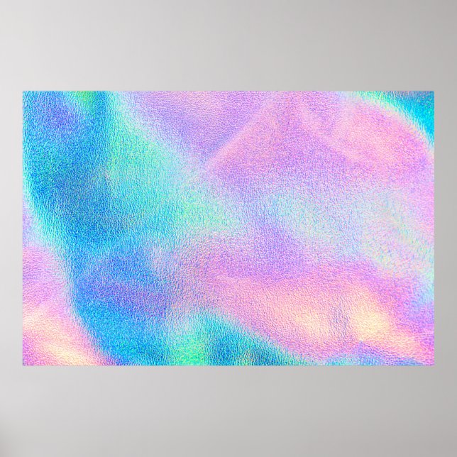 Poster Holographic real texture in blue pink green colors (Frente)