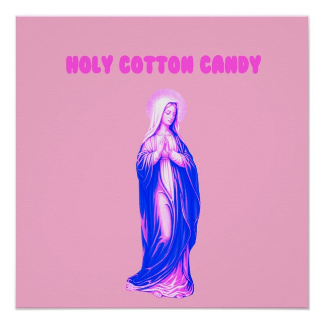 Pôster Holy Cotton Candy Vierge Marie Rose et Bleue (Frente)