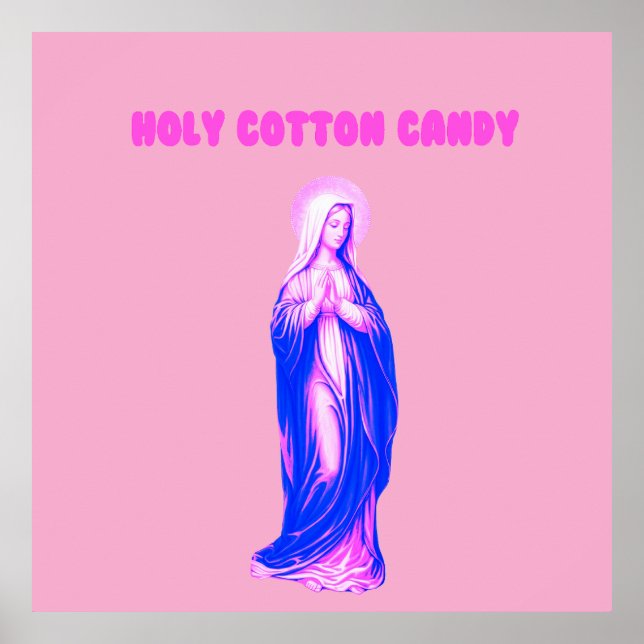 Poster Holy Cotton Candy Vierge Marie Rose et Bleue (Frente)