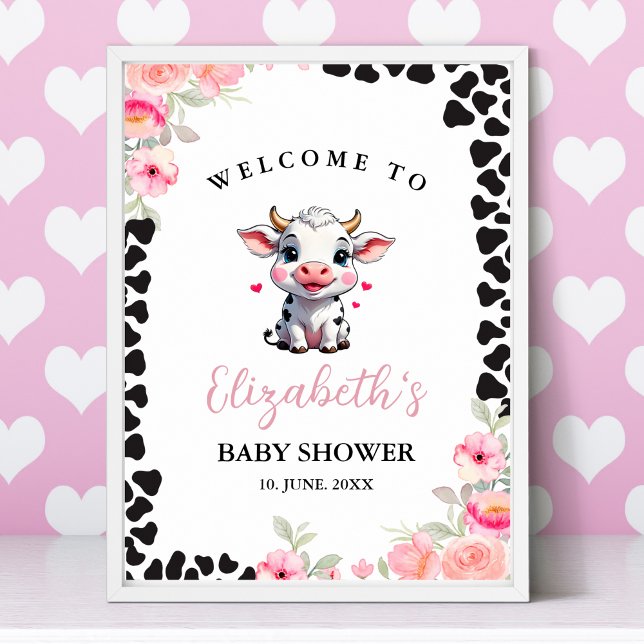 Poster Holy Cow , Cute Cow Baby shower Girl (Criador carregado)