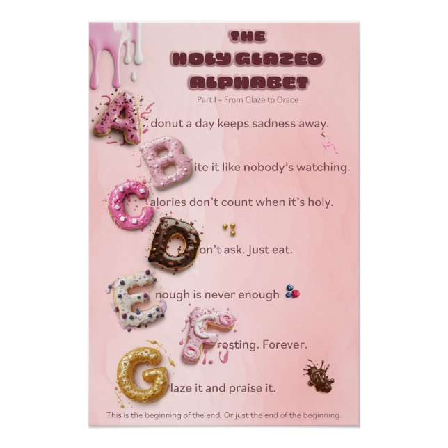 Pôster Holy Glazed Donut Alphabet – A bis G (Frente)