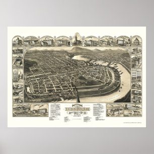 Poster Holyoke, mapa panorâmico das MÃES - 1881