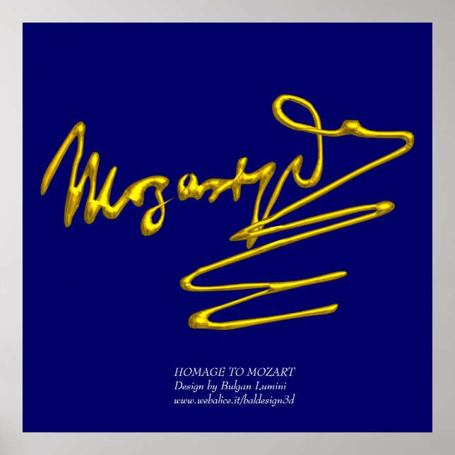 Poster HOMAGE TO MOZART Dourado Signature Of Composer Blu (Frente)