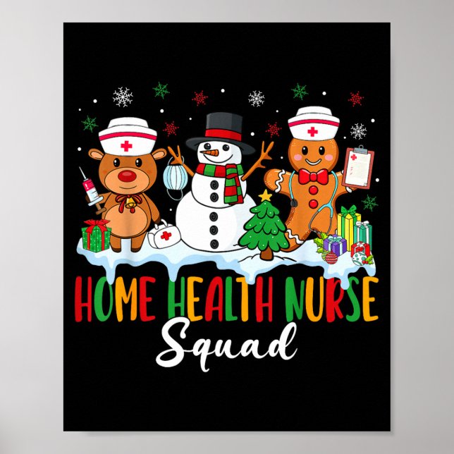 Poster Home Health Nurse Squad Reindeer Gingerbread Chris (Frente)