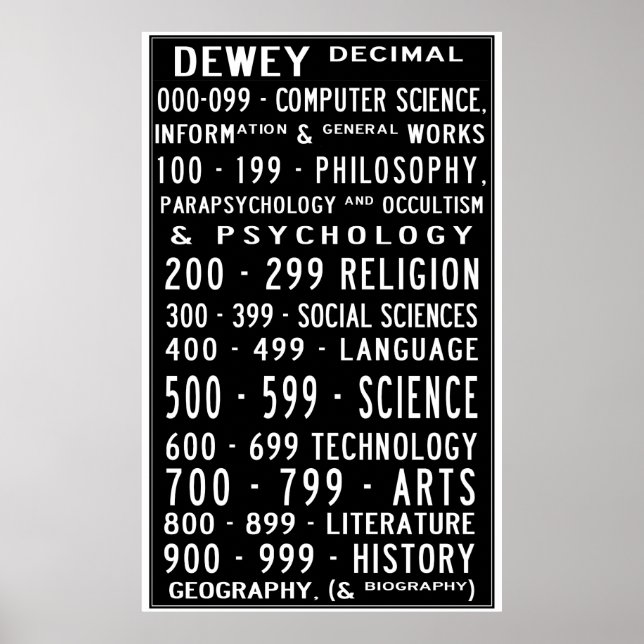 Poster Home Library Dewey Decimal Busroll (Frente)