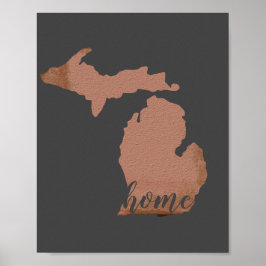 Poster Home Michigan Silhouette Copper Gray
