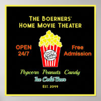 Home Movie Theater Open 24/7 Popcorn Cold Beer