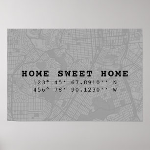 Poster Home Sweet Home  Mapear e personalizar coordenadas