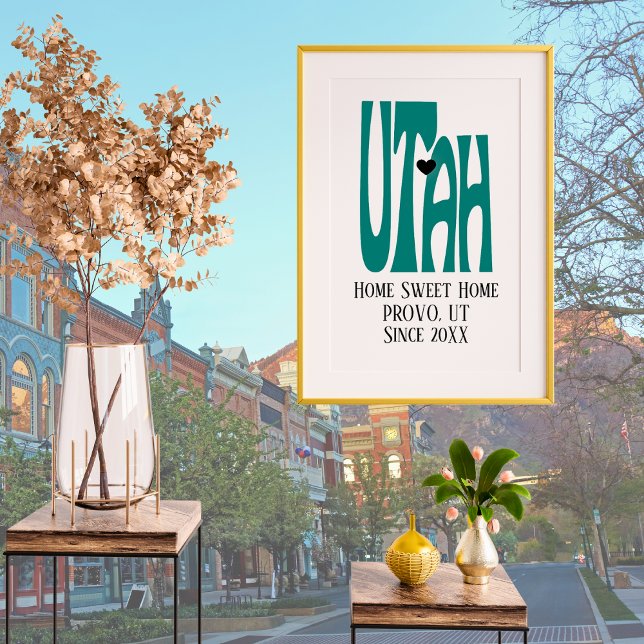 Poster Home Sweet Home Provo Utah Mapa do Estado Verde (Criador carregado)