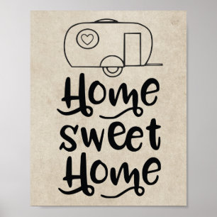 Poster Home Sweet Home Retro Camping Camper Decor