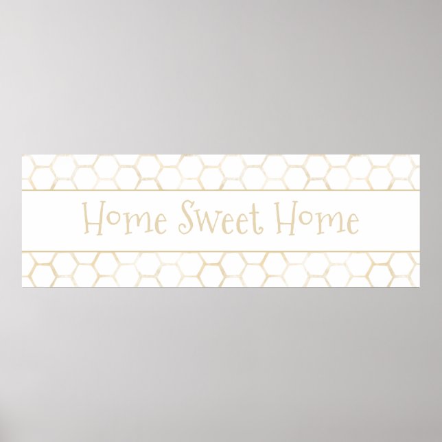 Poster Home Sweet Home White Hexagon Beehive Standard (Frente)