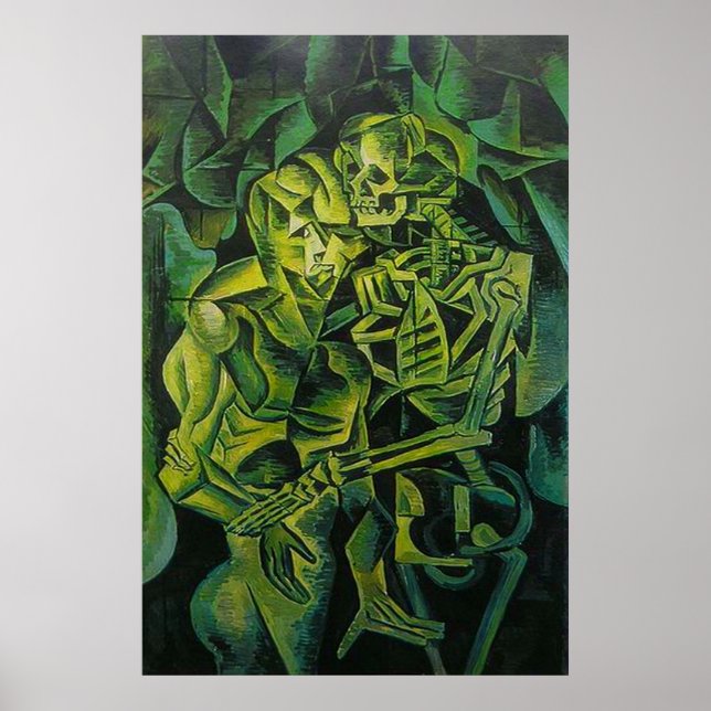 Pôster Homem-abstrato e Arte Geométrica Do Esqueleto (Frente)
