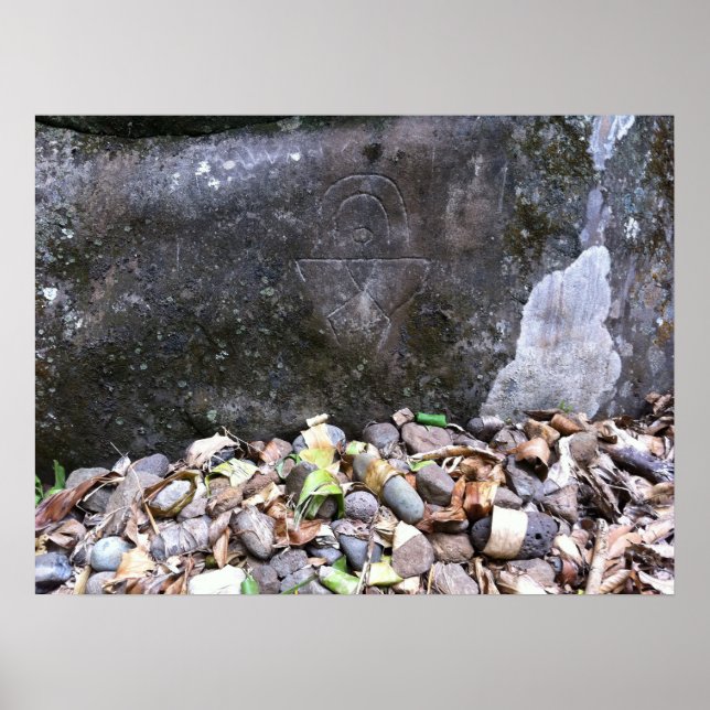 Pôster 'Homem Arco-Íris' Petroglicph, Maui, Havaí (Frente)