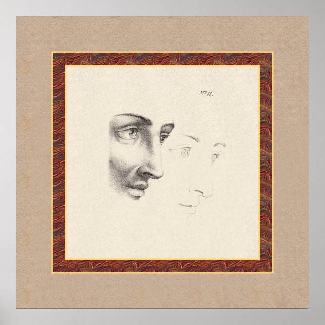 Poster Homem Clássico Elegante em perfil francês antigo (Frente)