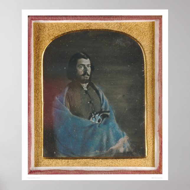 Pôster Homem com capa azul e revólver (40455) (Frente)