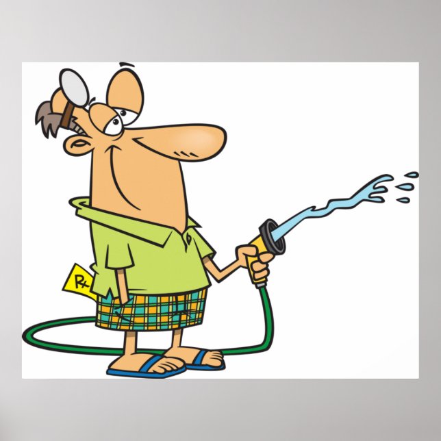 Poster Homem Com Mangueira De Jardim (Frente)