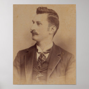 Pôster Homem de bigode encaracolado da década de 1890