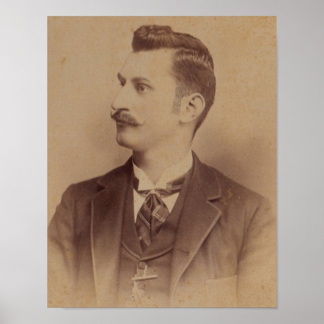 Pôster Homem de bigode encaracolado da década de 1890 (Frente)