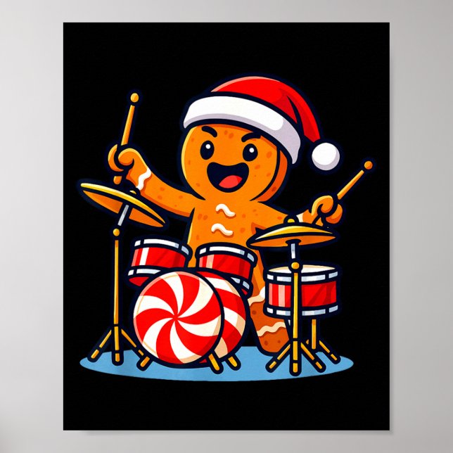 Poster Homem de Biscoito de Gengibre Tocando Tambores  (Frente)