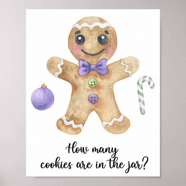 Poster Homem de gengibre - adivinhe quantos biscoitos (Frente)