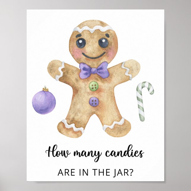 Poster Homem de pão-de-gengibre - adivinha quantas caneta (Frente)