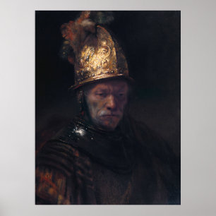 Poster Homem de Rembrandt com um capacete dourado