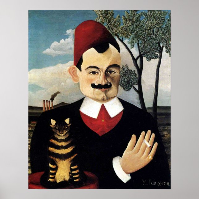 Pôster Homem e Cat, Henri Rousseau (Frente)