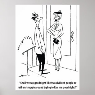 Poster Homem e Mulher em um Encontro, Humor, Vintage