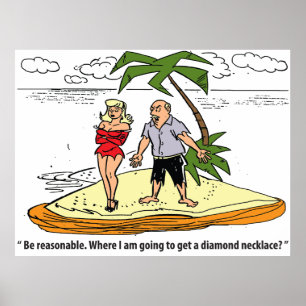 Poster Homem e Mulher na Ilha do Deserto, Funny Vintage