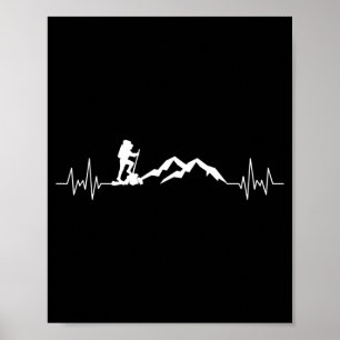 Poster Homem esqui batimento cardíaco skidiving montanha
