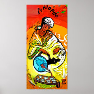 Poster Homem etíope no chá de derramamento do turbante