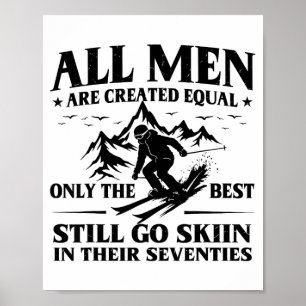 Poster Homem faz 70 anos esquiador homens vão esquiando e