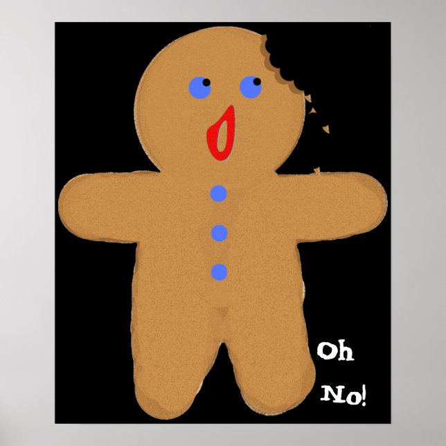 Poster Homem Gingerpão com Bite Halloween Cross, Oh Não! (Frente)
