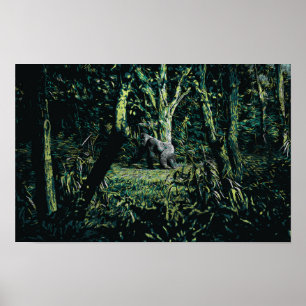 Poster Homem gorila da planície ocidental na selva africa