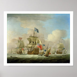 Pôster Homem--Guerra britânica e um Sloop, c.1720-30