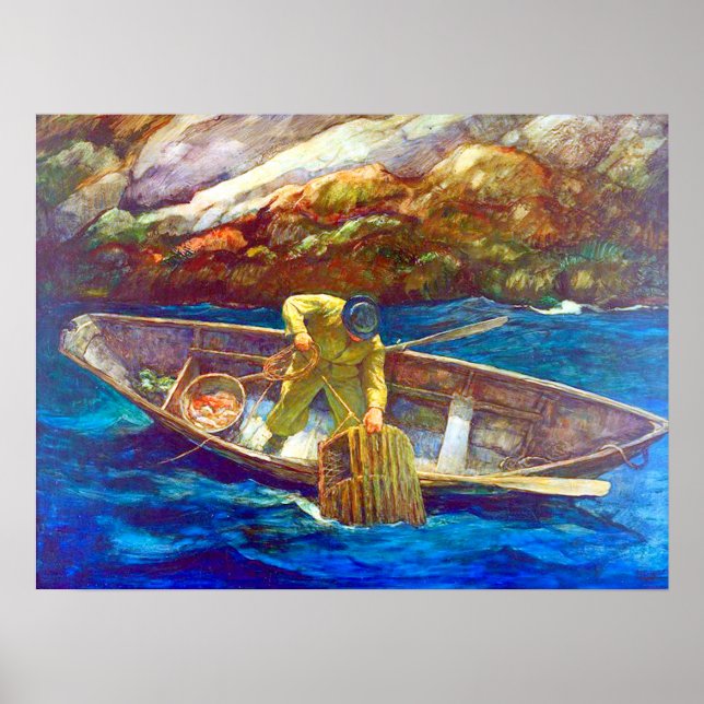 Poster Homem Lagosta Deep Cove N. C. Wyeth ca. 1938 (Frente)
