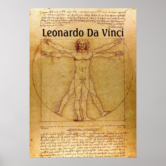 Pôster Homem-Leonardo Da Vinci Vitruviano (Frente)