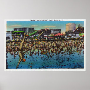 Pôster Homem mergulhando e tirando uma ponta no Surf