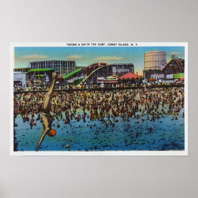 Pôster Homem mergulhando e tirando uma ponta no Surf (Frente)