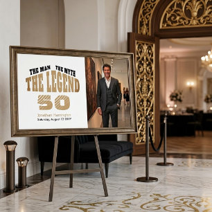 Poster Homem Mito Lenda Luxo Preto Dourado 50º Bem-vindo