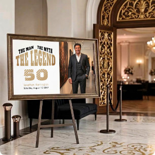 Poster Homem Mito Lenda Luxo Preto Dourado 50º Bem-vindo