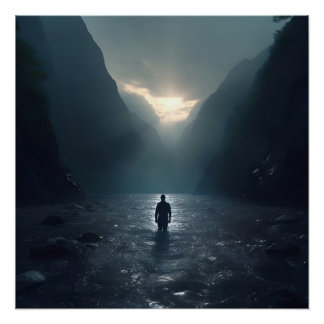 Pôster Homem no amanhecer no espantoso Vale da Montanha M