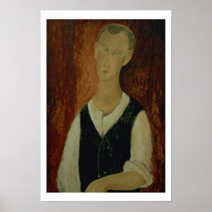 Poster Homem novo com um Waistcoat preto, 1912 (o óleo