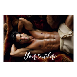 Pôster Homem num tapete de pele de barba