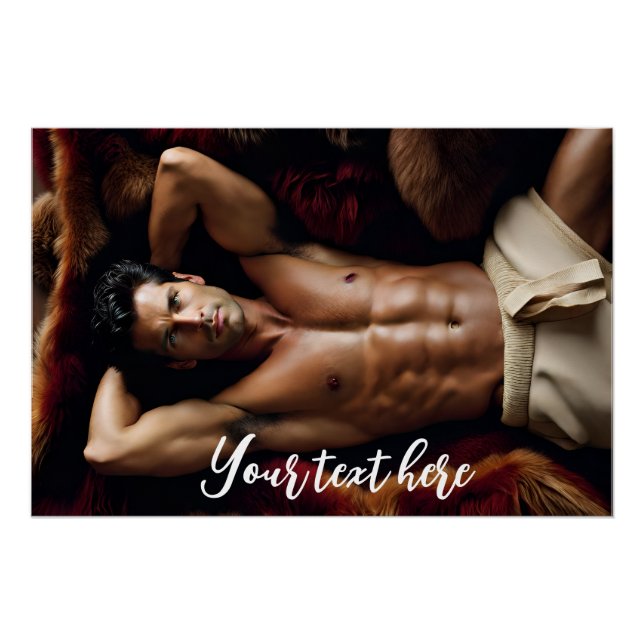 Pôster Homem num tapete de pele de barba (Frente)