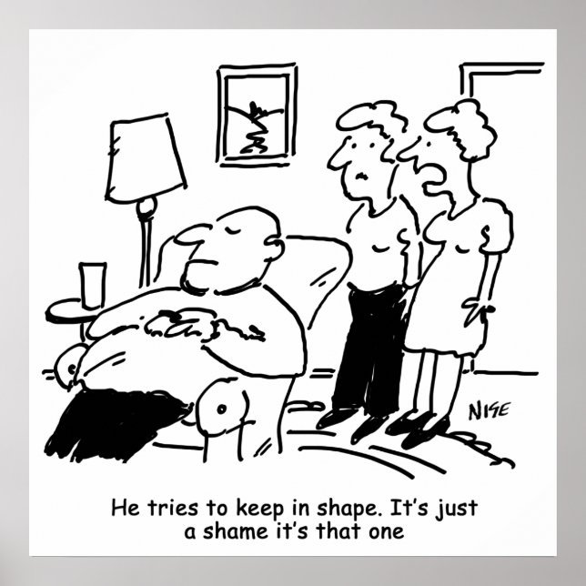 Poster Homem Obeso Com Sobrepeso Tenta Manter O Ajustado  (Frente)