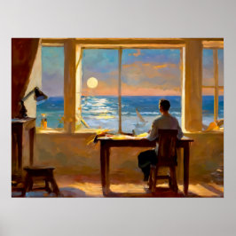 Poster Homem olhando para o mar