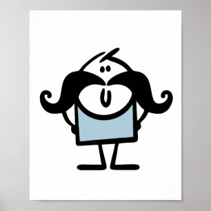 Poster Homem-palito engraçado com bigode